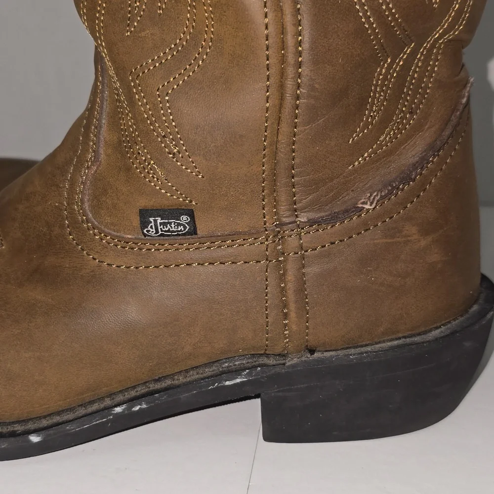 Justin Men's Brown Cowboy Boots Size 9.5D Style JB1100 - Picture 15 of 15